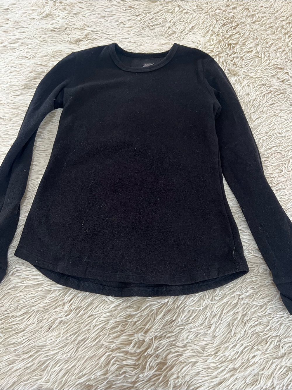 Women's Black Long-Sleeve Crewneck Tee